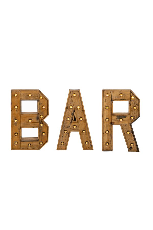 Letters BAR vintage met lampen 60x15x100cm