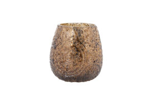 Theelichthouder bruin glas 8 x 8 x 9cm